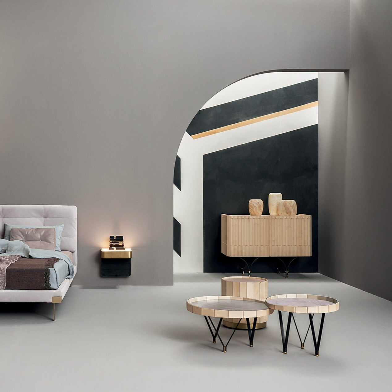baxter - ninfea night table with leather top right fx